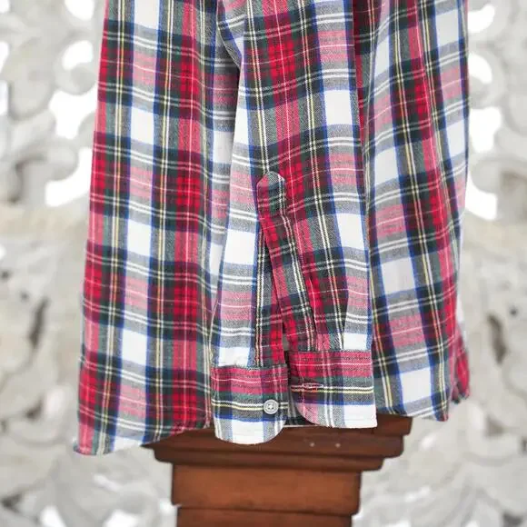 L.L. Bean Men's L Red Green Plaid Shirt Button Down Long Sleeve Cotton Vintage - Picture 9 of 12